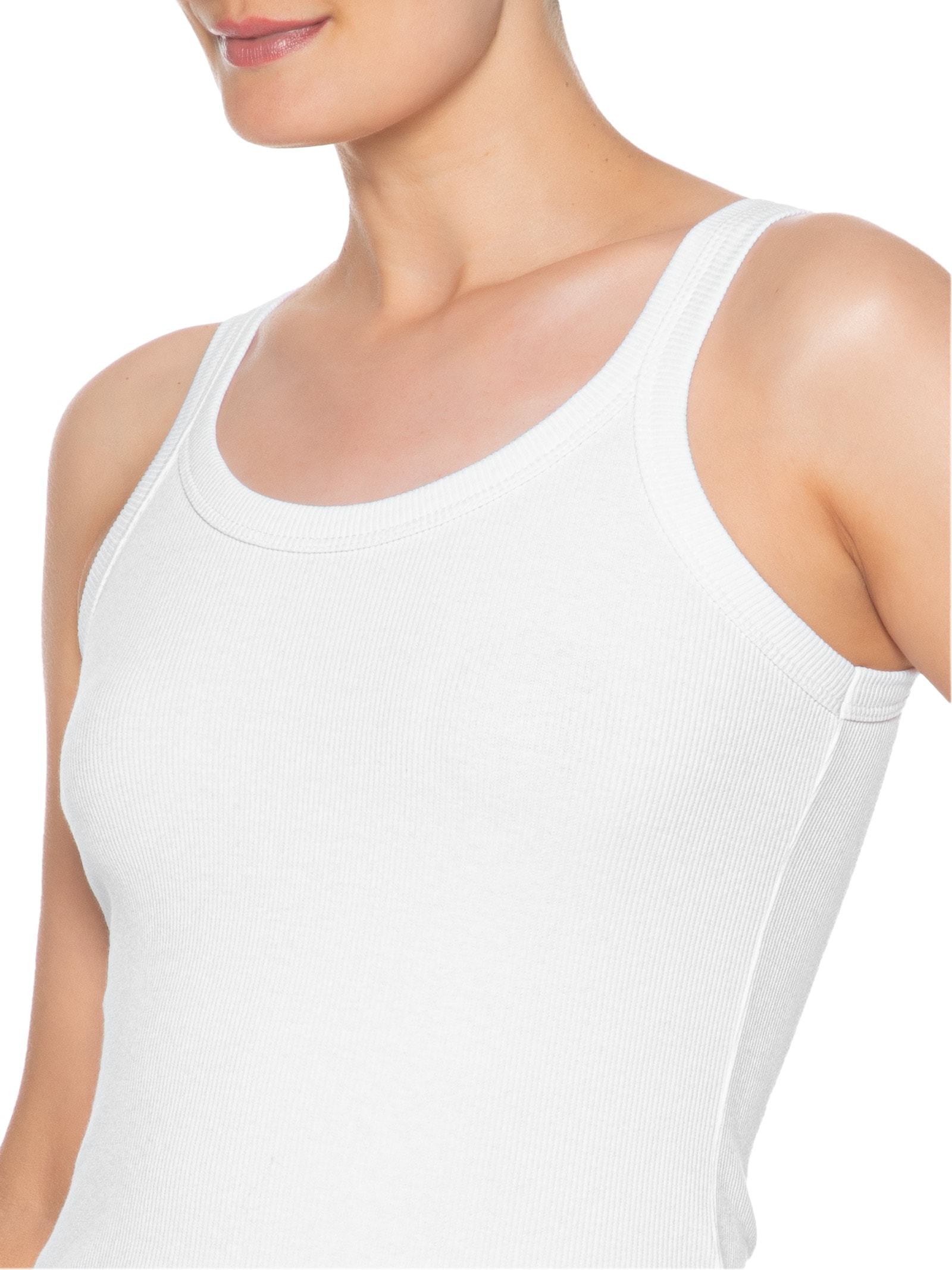 Regata Feminina Básica Canelada Branco  Basiq