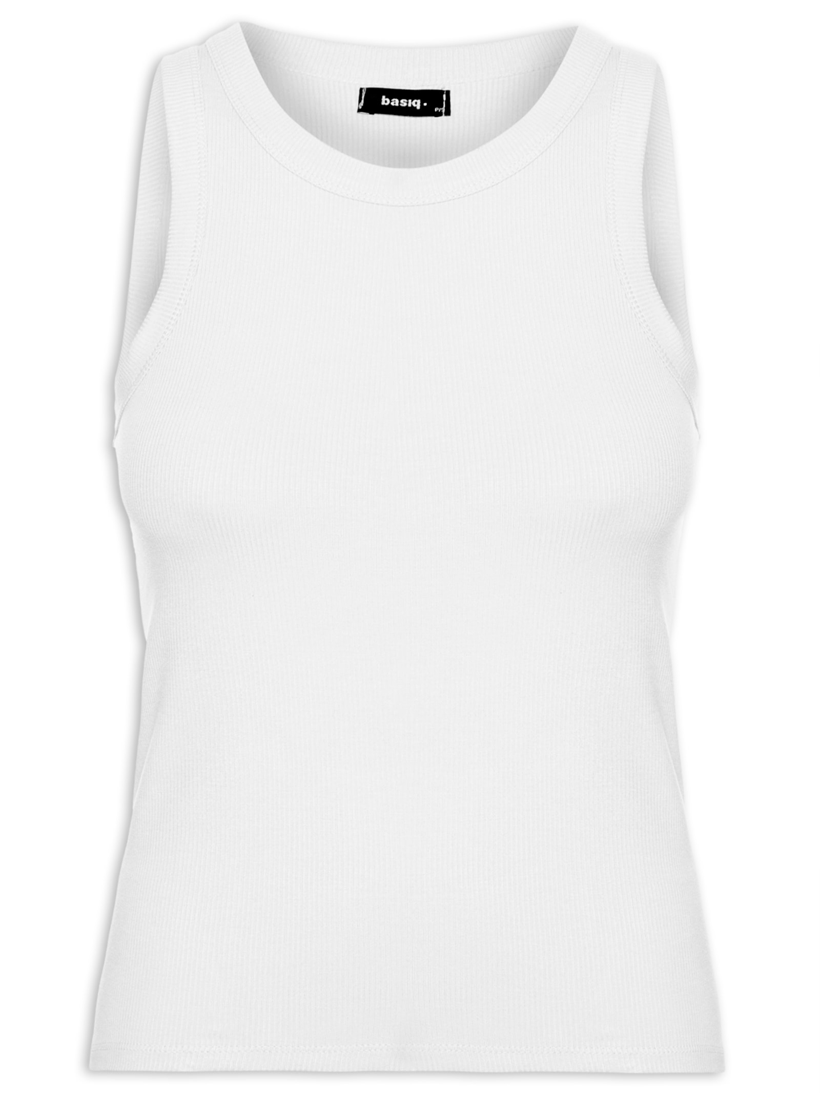 Regata Feminina Básica Canelada Branco Basiq