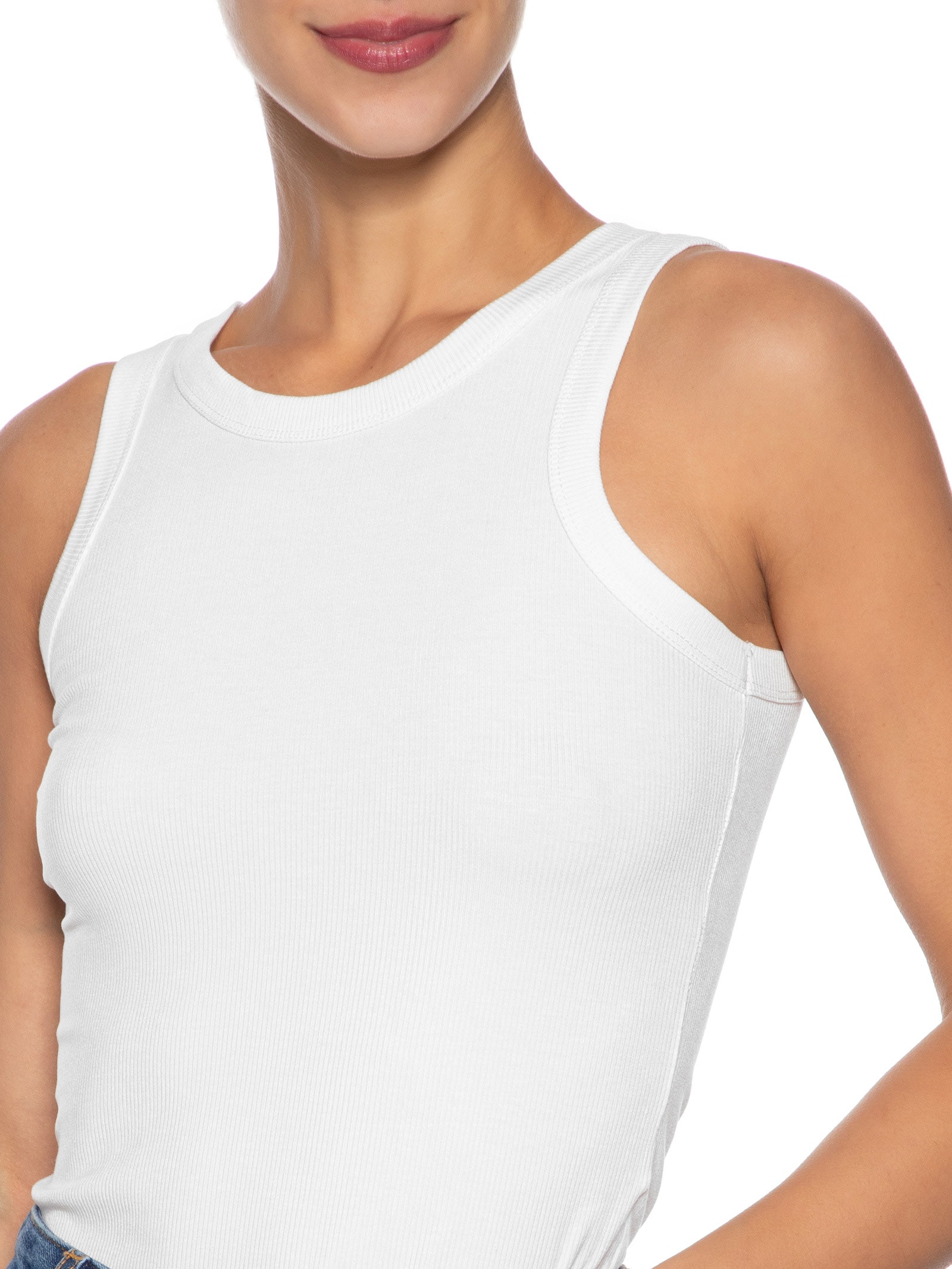 Regata Feminina Básica Canelada Branco Basiq