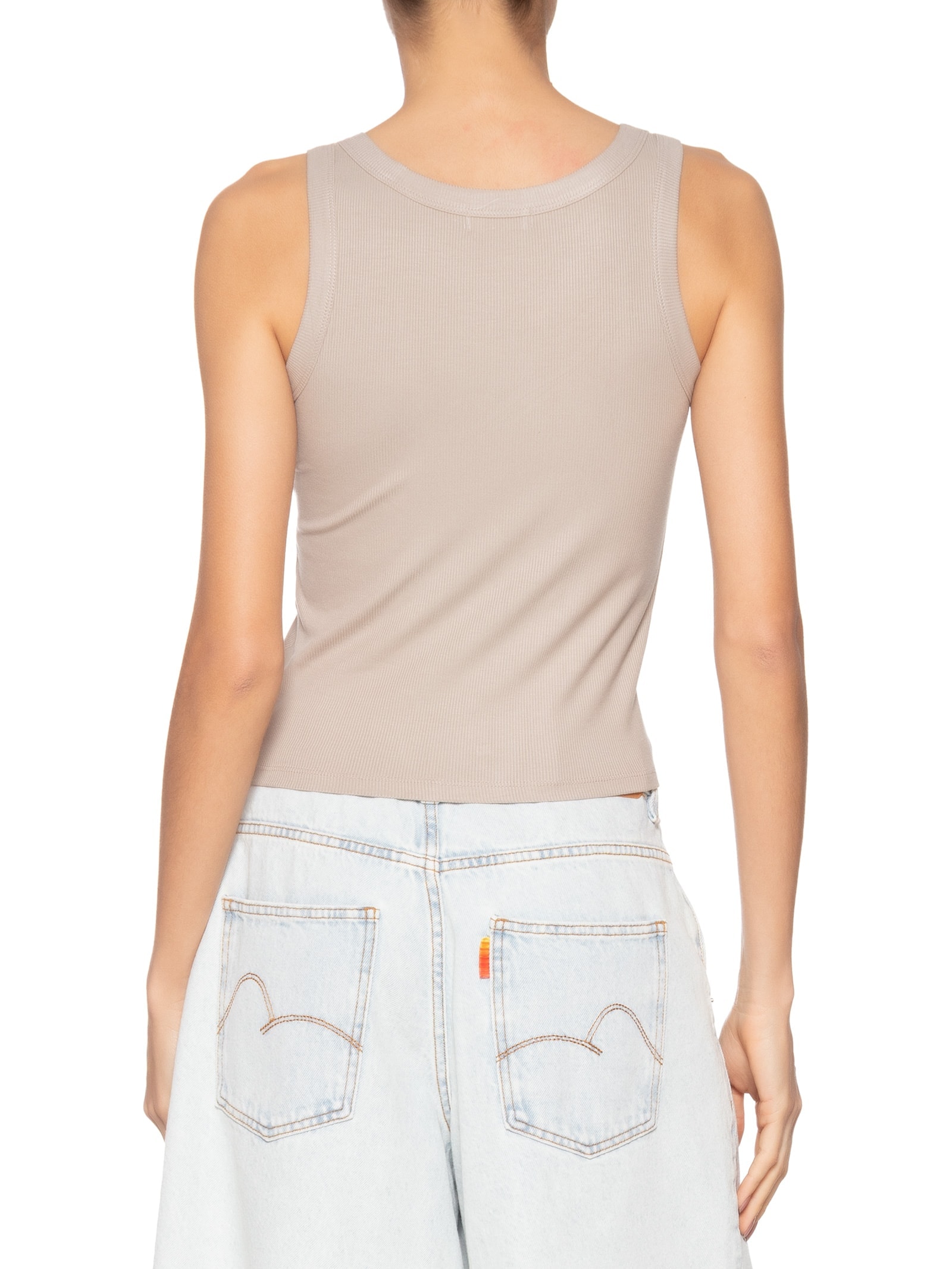 Regata Feminina Básica Canelada Cinza Basiq