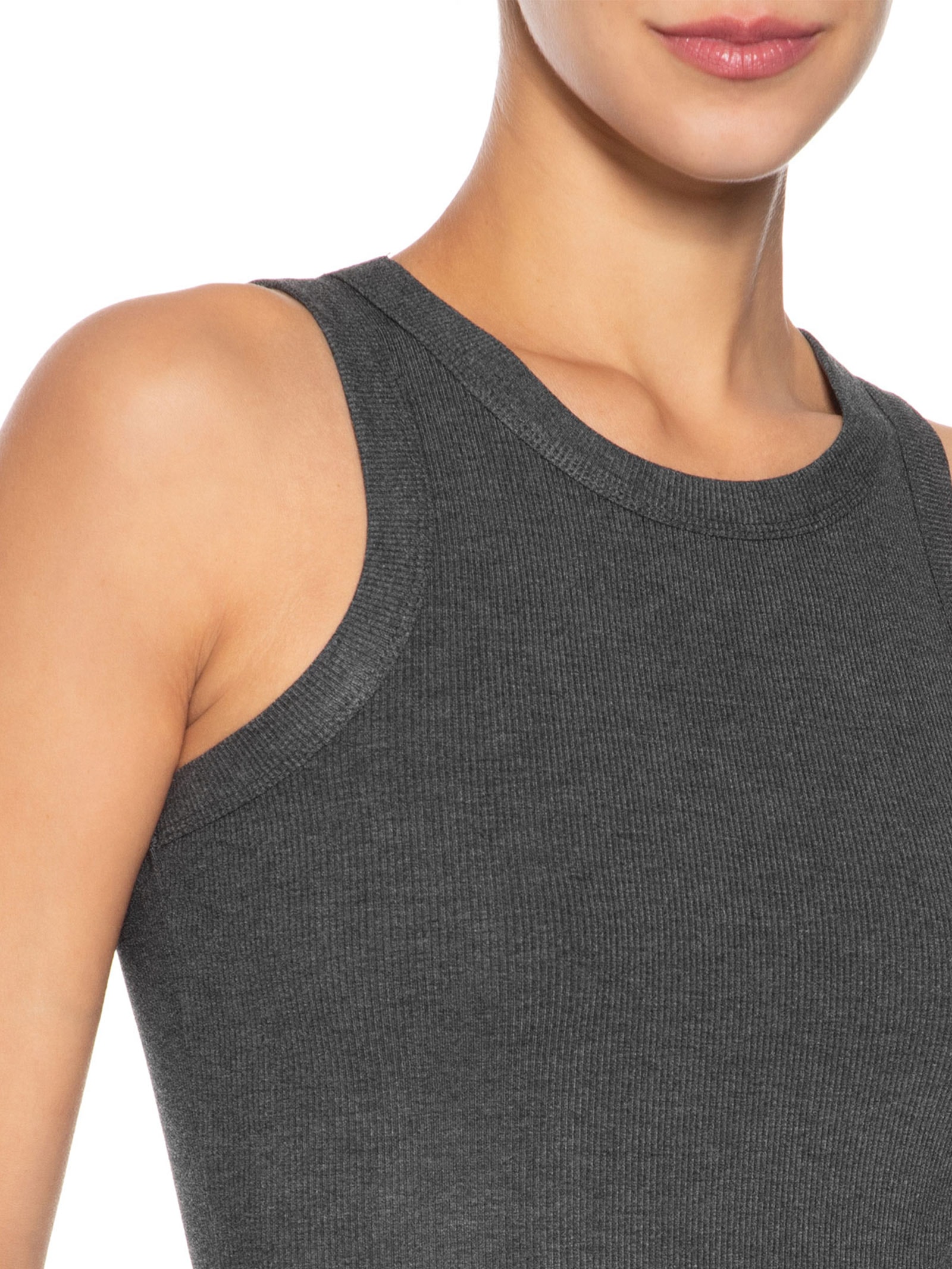 Regata Feminina Básica Canelada Cinza Basiq