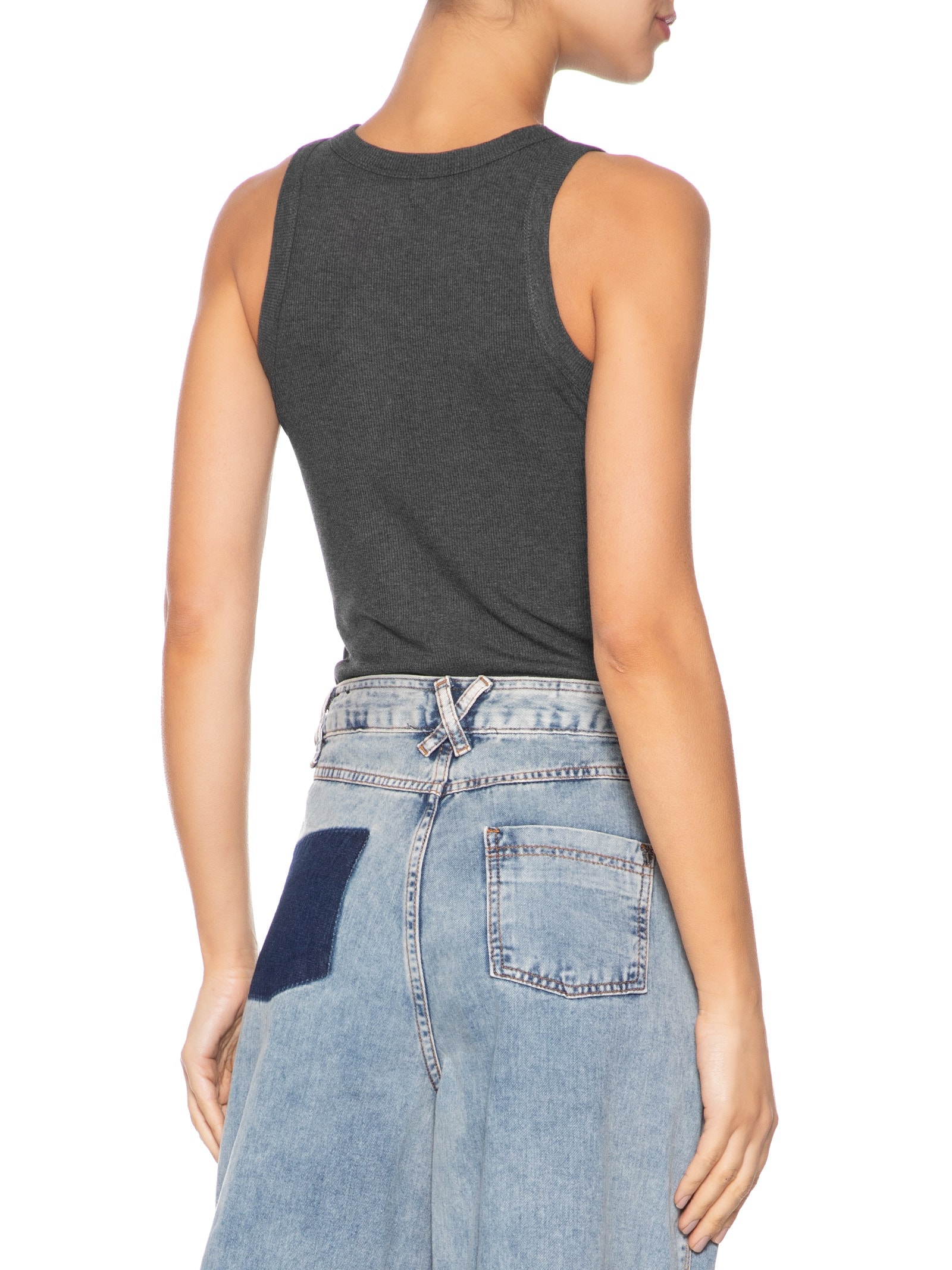 Regata Feminina Básica Canelada Cinza Basiq