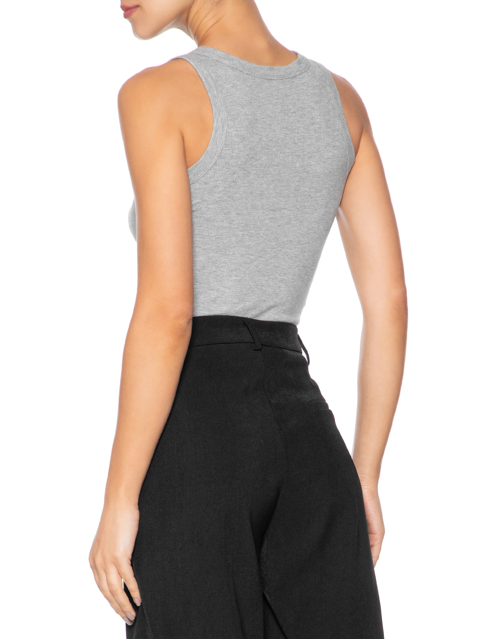 Regata Feminina Básica Canelada Cinza Basiq