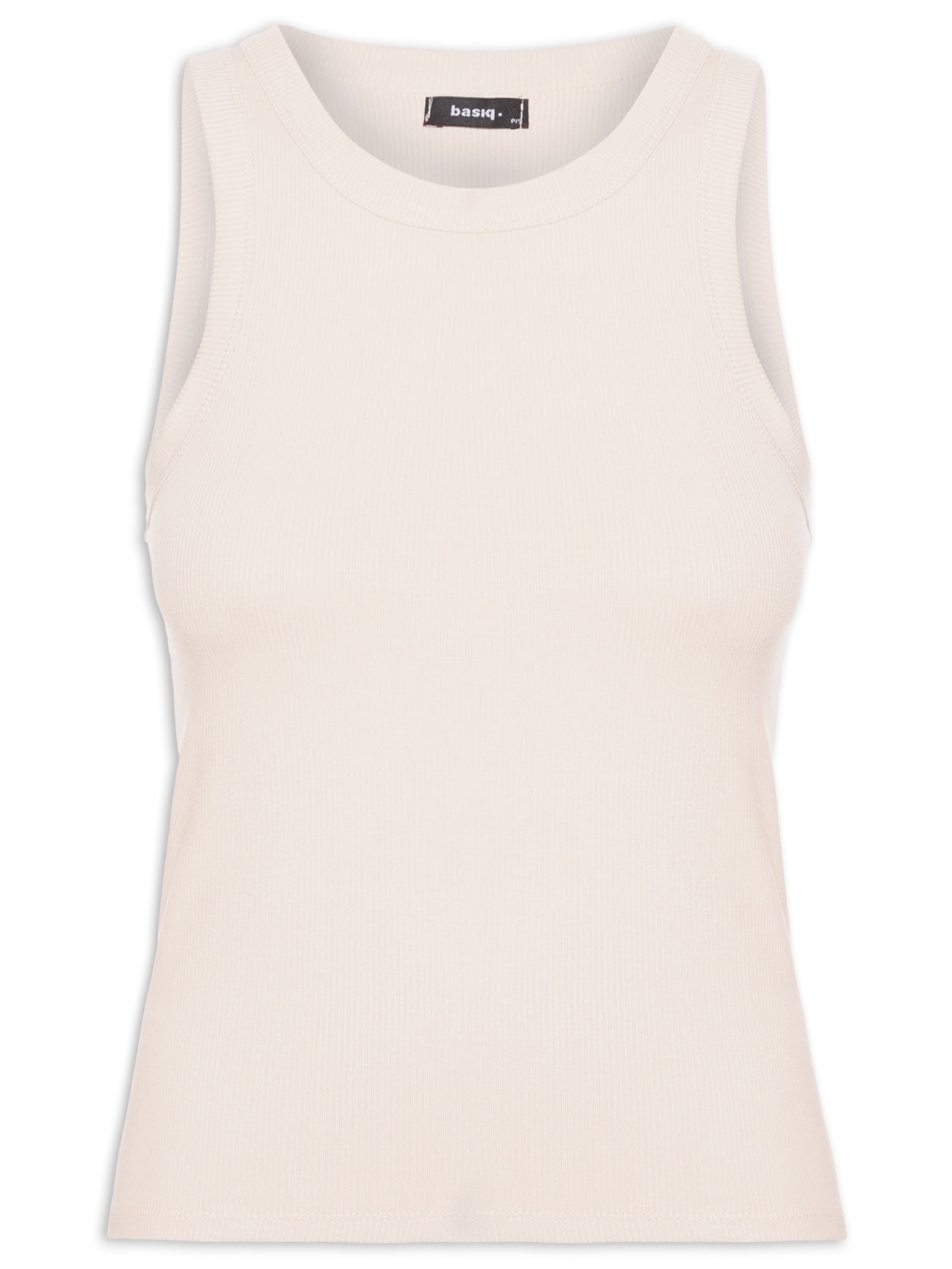 Regata Feminina Básica Canelada Off White Basiq
