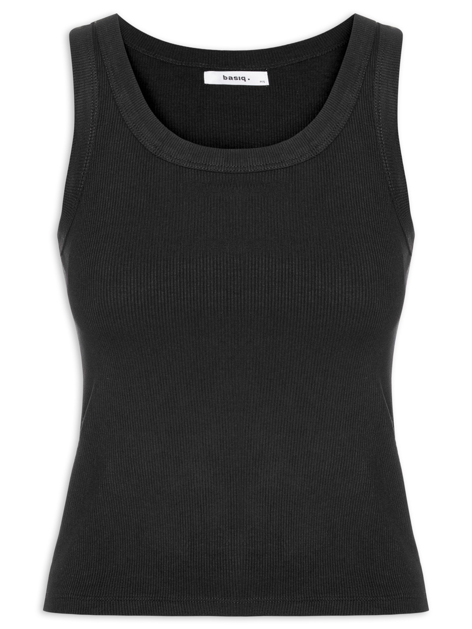 Regata Feminina Básica Canelada Preto Basiq