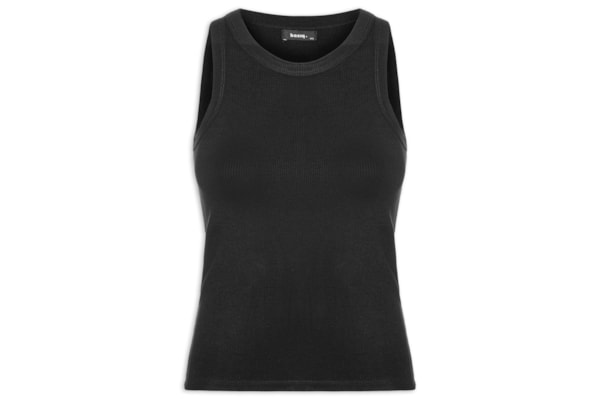 Regata Feminina Básica Canelada - Preto