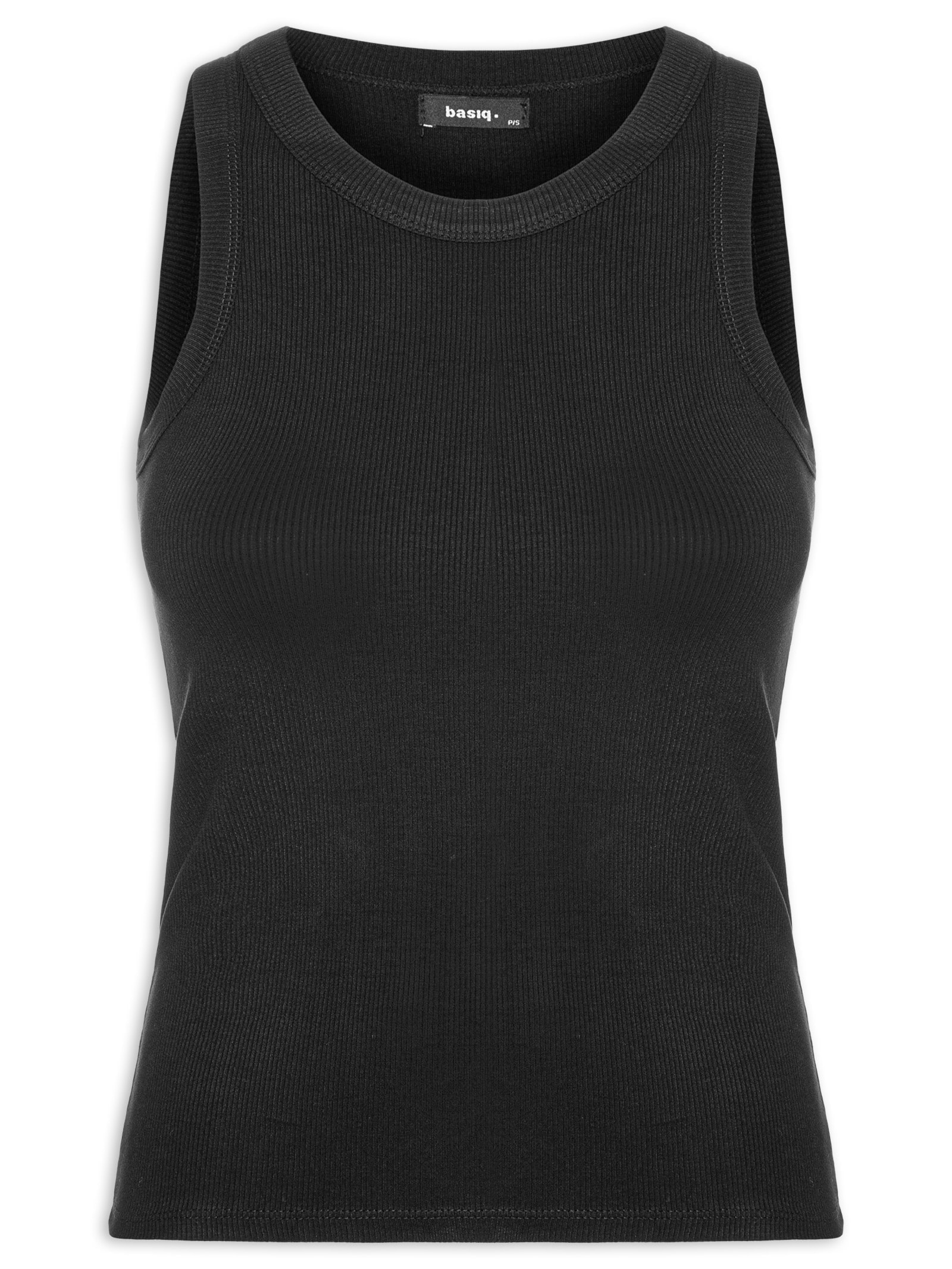 Regata Feminina Básica Canelada Preto Basiq