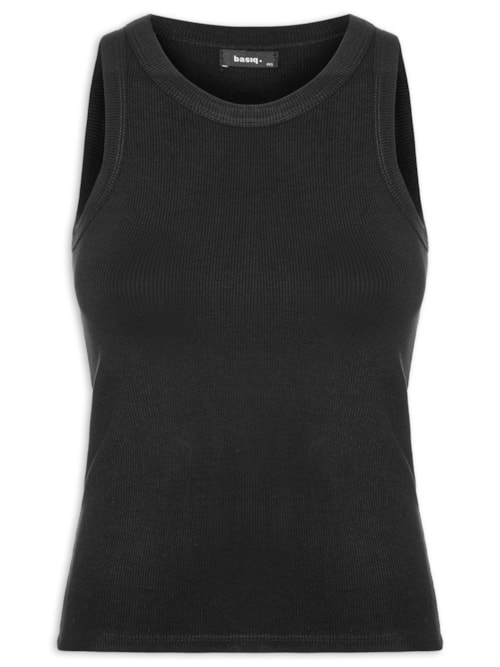 Regata Feminina Básica Canelada – Preto