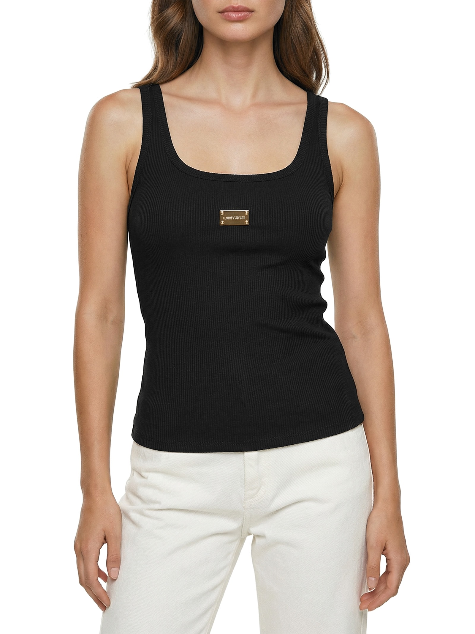 Regata Feminina Básica Com Placa Preto Lança Perfume