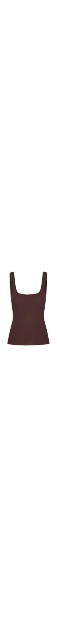 Regata Feminina Básica De Tricot Decote Quadrado - Marrom