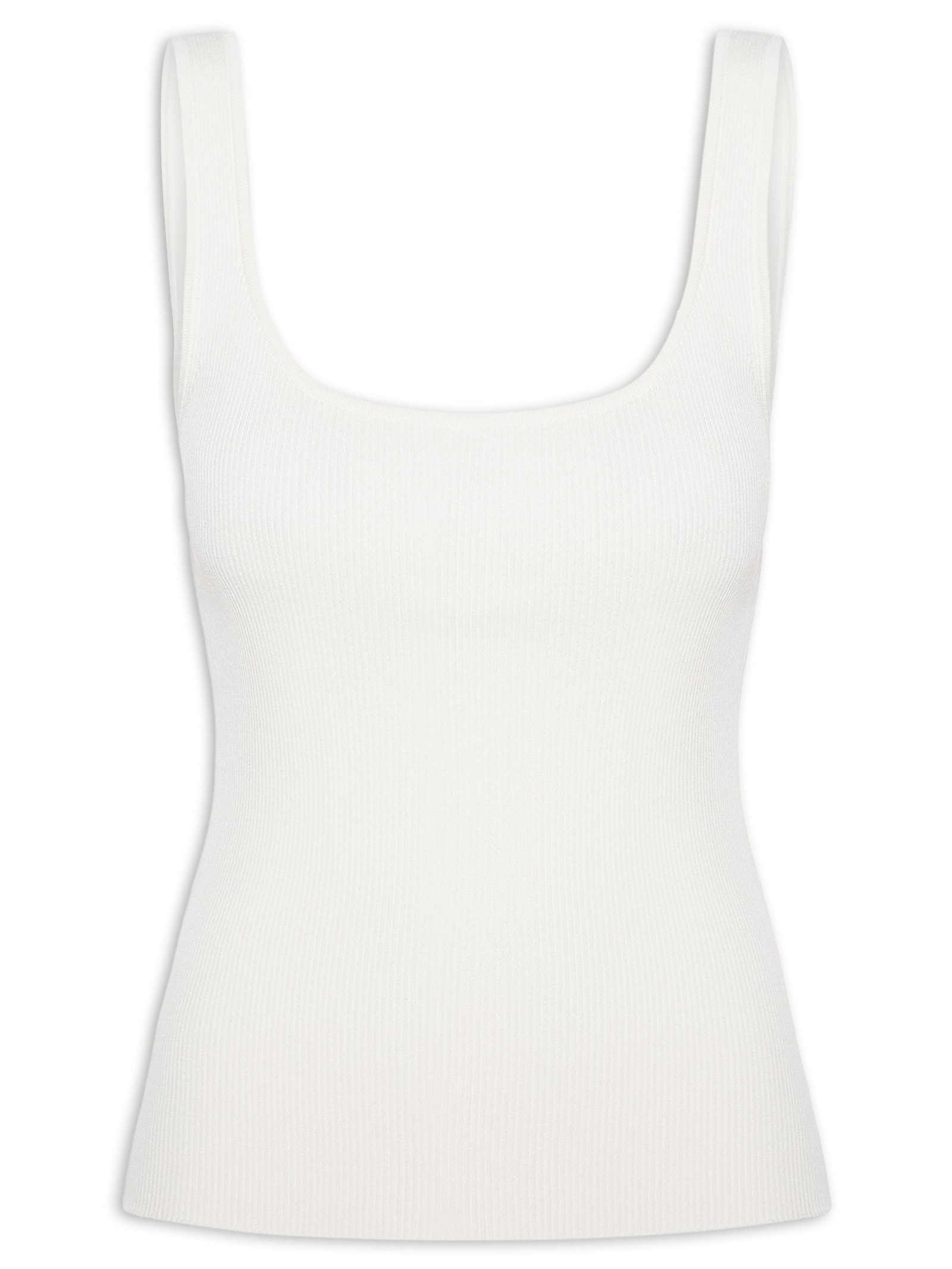 Regata Feminina Básica de Tricot Decote Quadrado – Off White Animale Jeans