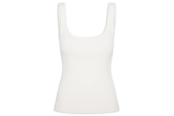 Regata Feminina Básica de Tricot Decote Quadrado – Off White