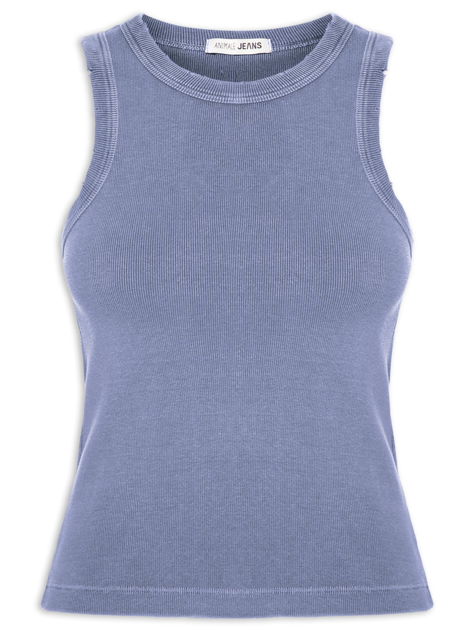 Regata Feminina Básica Estonada Azul Animale Jeans