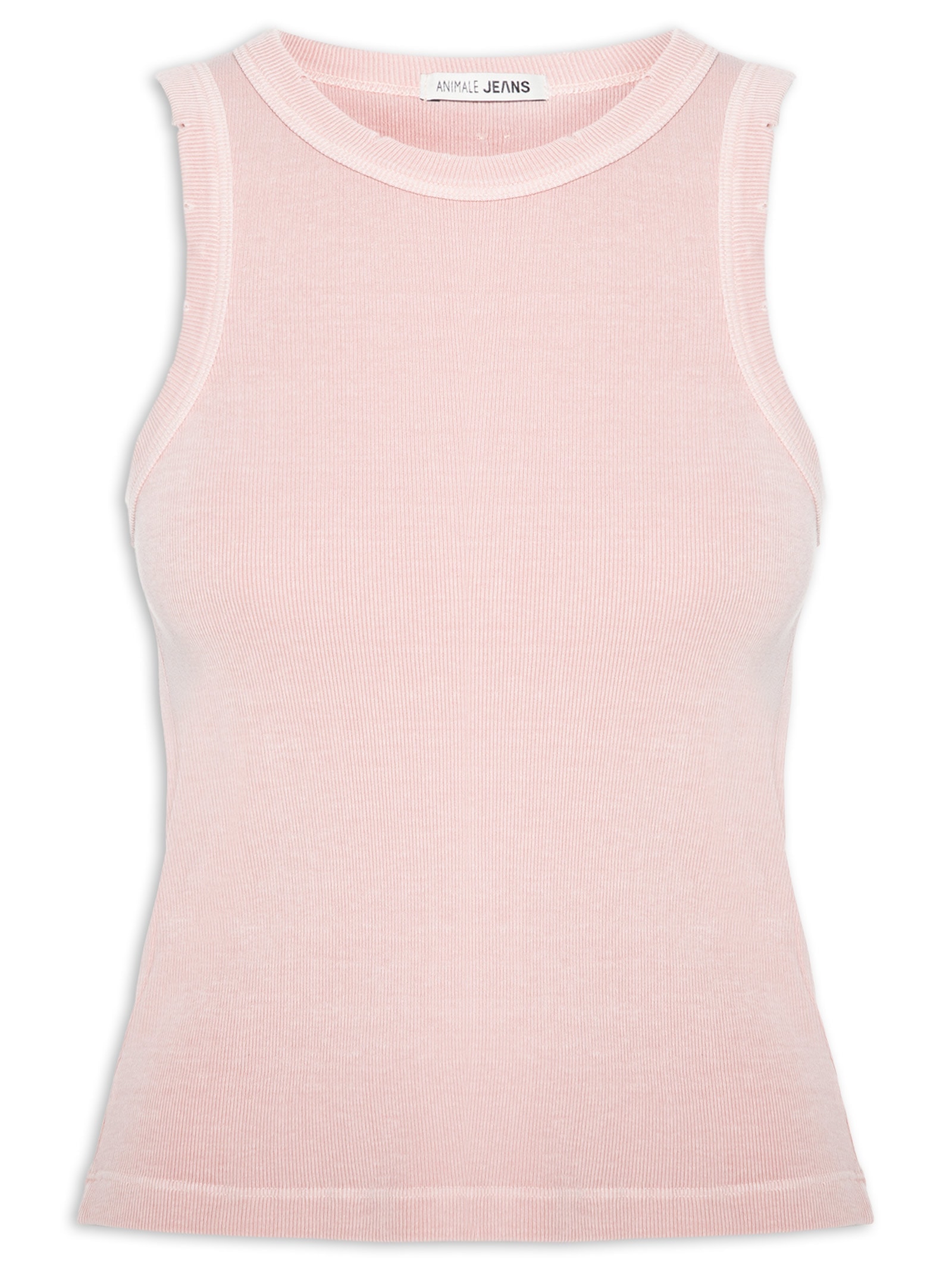 Regata Feminina Básica Estonada Rosa Animale Jeans