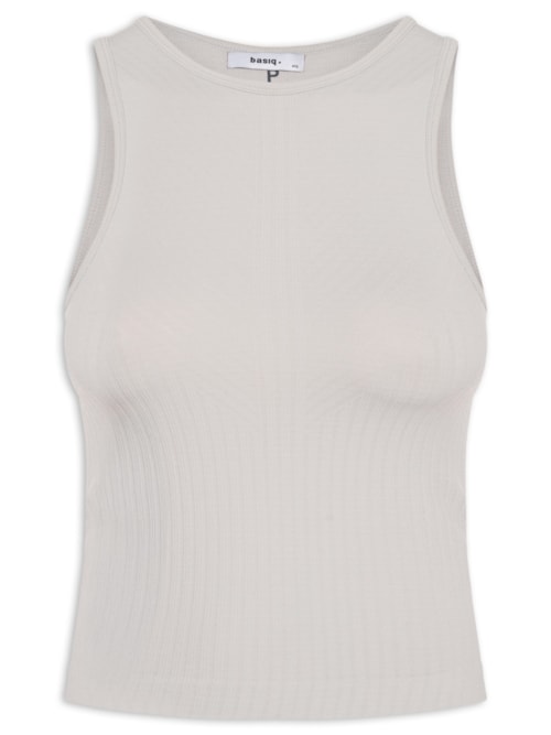 Regata Feminina Básica Poliamida Canelada – Cinza