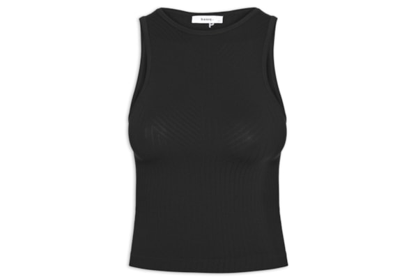 Regata Feminina Básica Poliamida Canelada - Preto