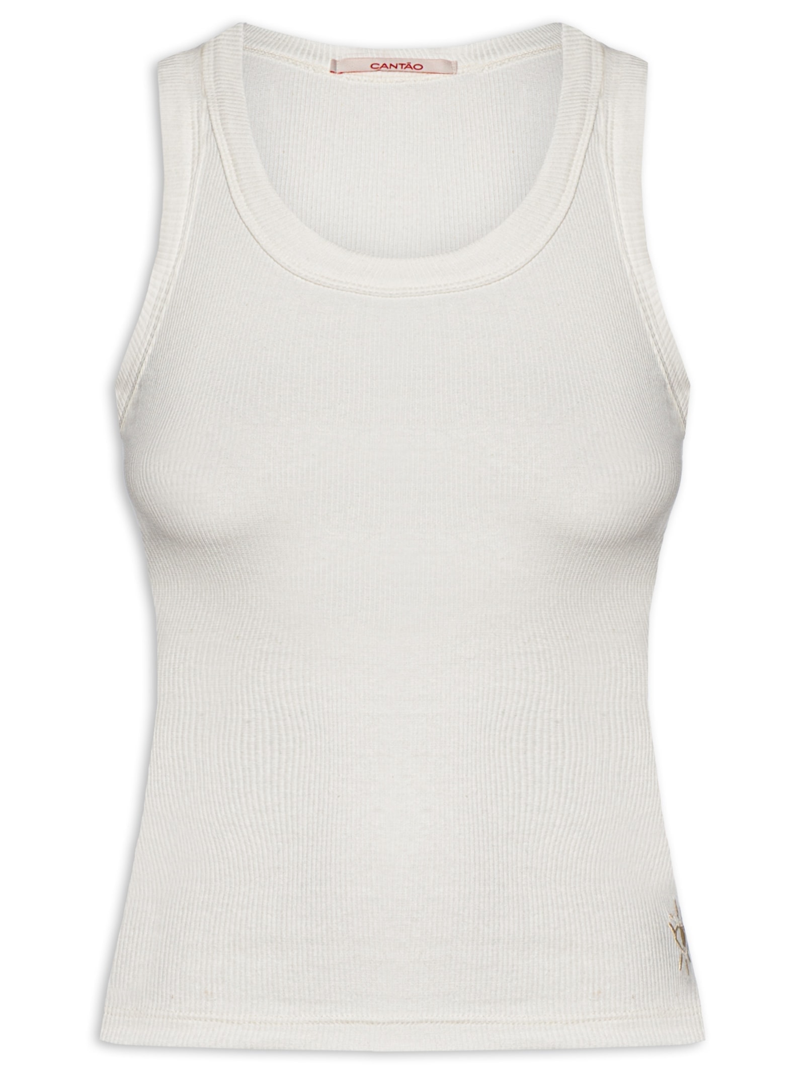 Regata Feminina Básica Rib Com Elastano Branco Cantão