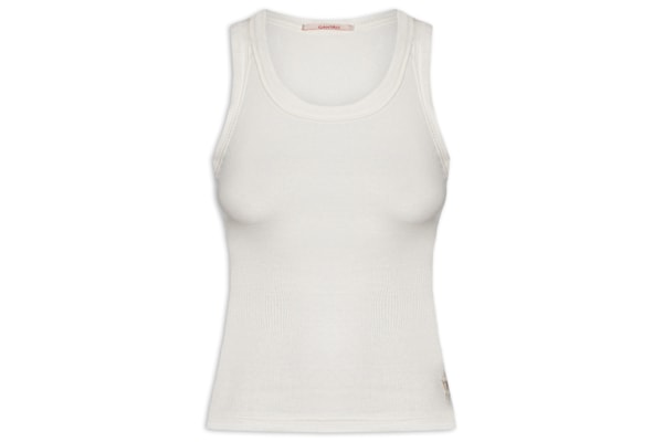 Regata Feminina Básica Rib Com Elastano - Branco