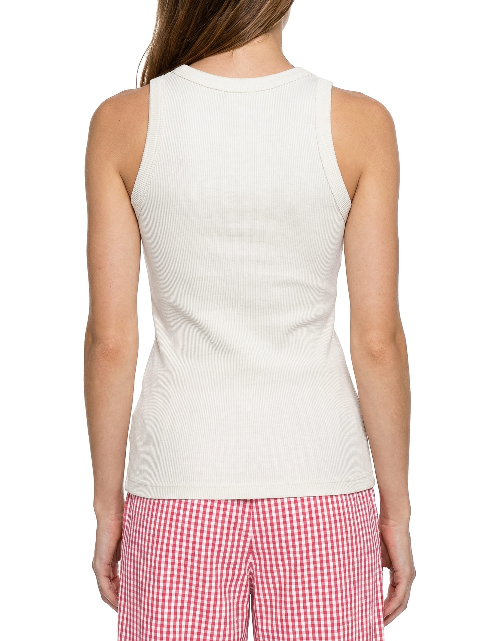 Regata Feminina Básica Rib Com Elastano Branco Cantão