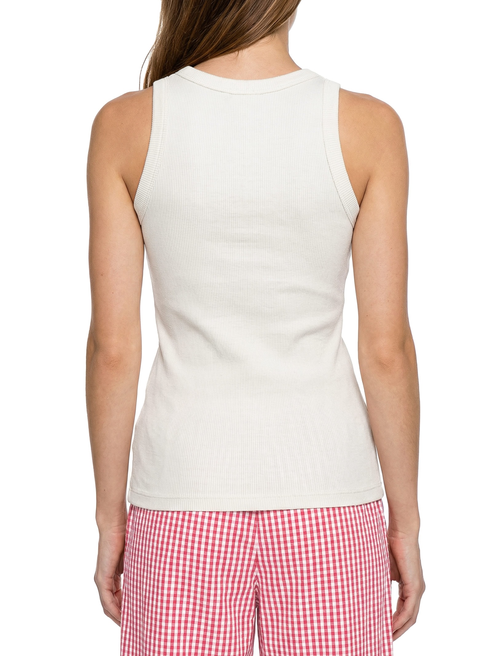 Regata Feminina Básica Rib Com Elastano Branco Cantão