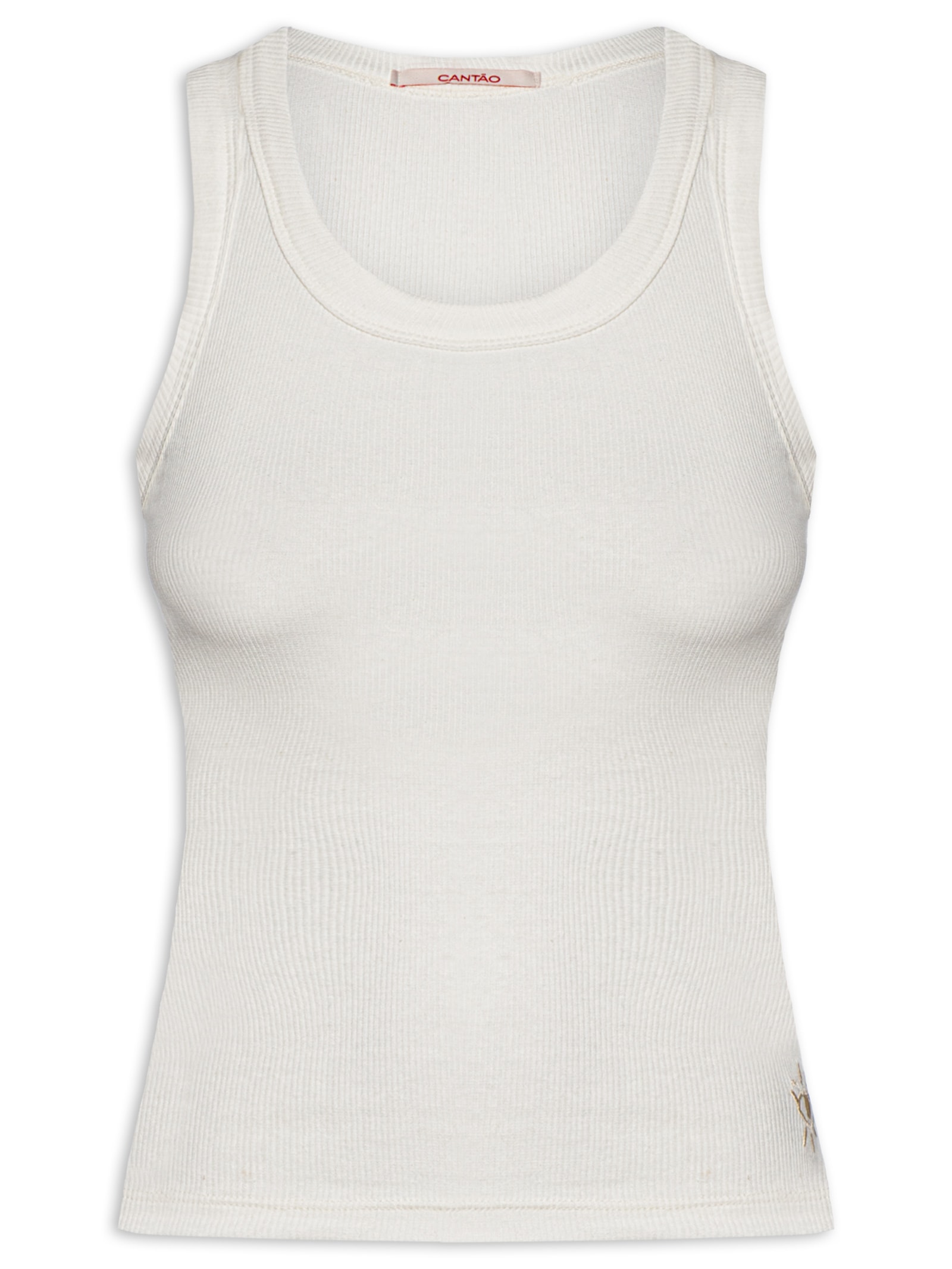 Regata Feminina Básica Rib Com Elastano Branco Cantão