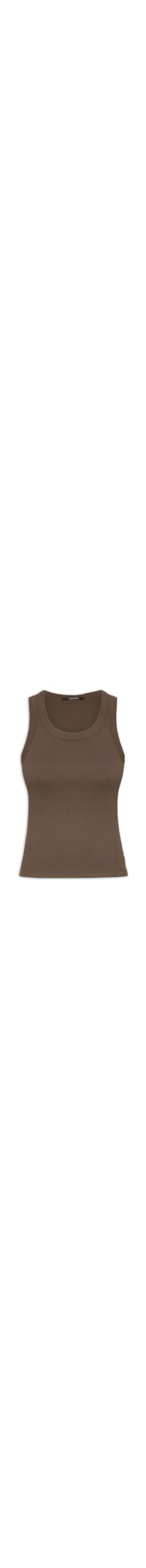Regata Feminina Básica Rib Com Elastano - Marrom