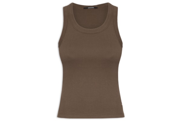 Regata Feminina Básica Rib Com Elastano - Marrom