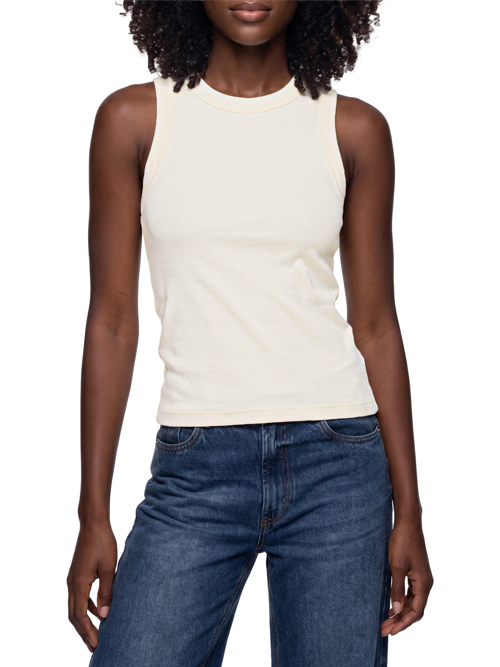 Regata Feminina Básica Slim Neck Off White Hering