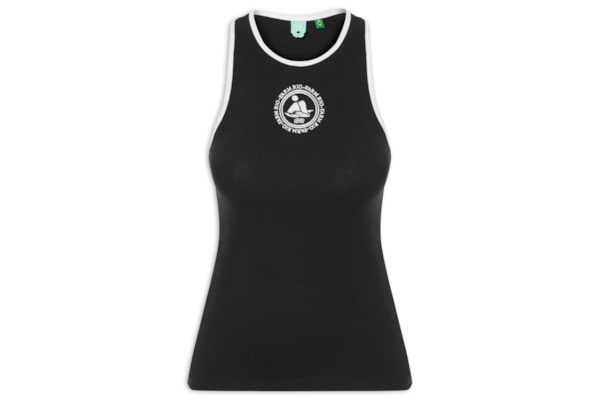 Regata Feminina Bicolor Bordada - Preto