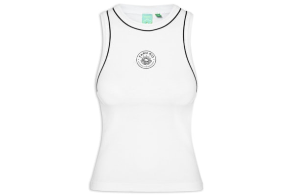 Regata Feminina Bicolor Bordada Sol - Branco