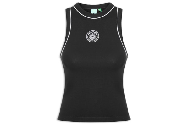 Regata Feminina Bicolor Bordada Sol - Preto