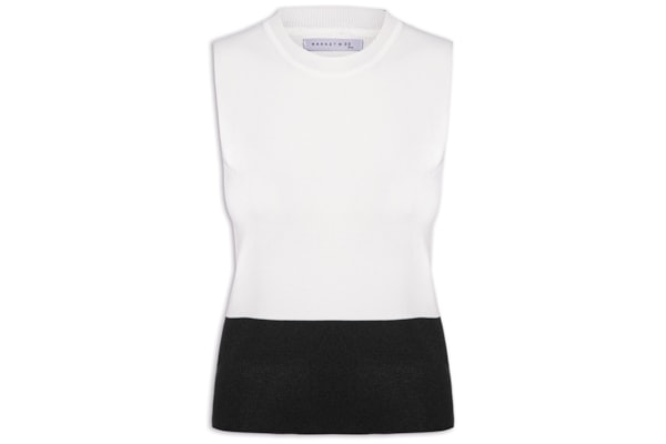 Regata Feminina Bicolor Em Tricot - Off White
