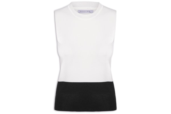 Regata Feminina Bicolor Em Tricot - Off White