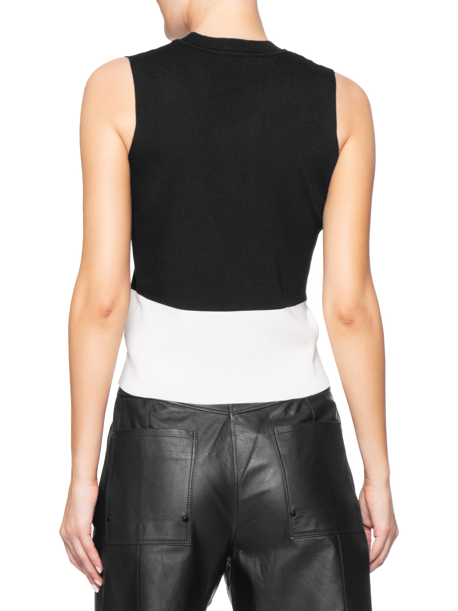 Regata Feminina Bicolor Em Tricot Preto Market 33