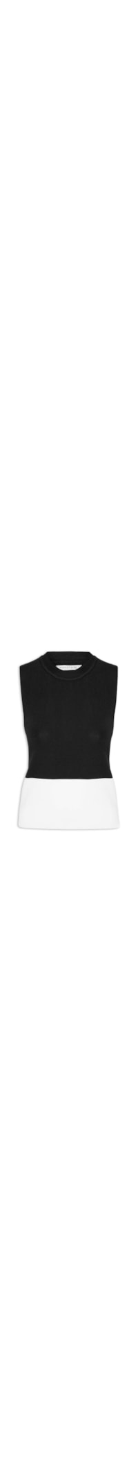 Regata Feminina Bicolor Em Tricot - Preto