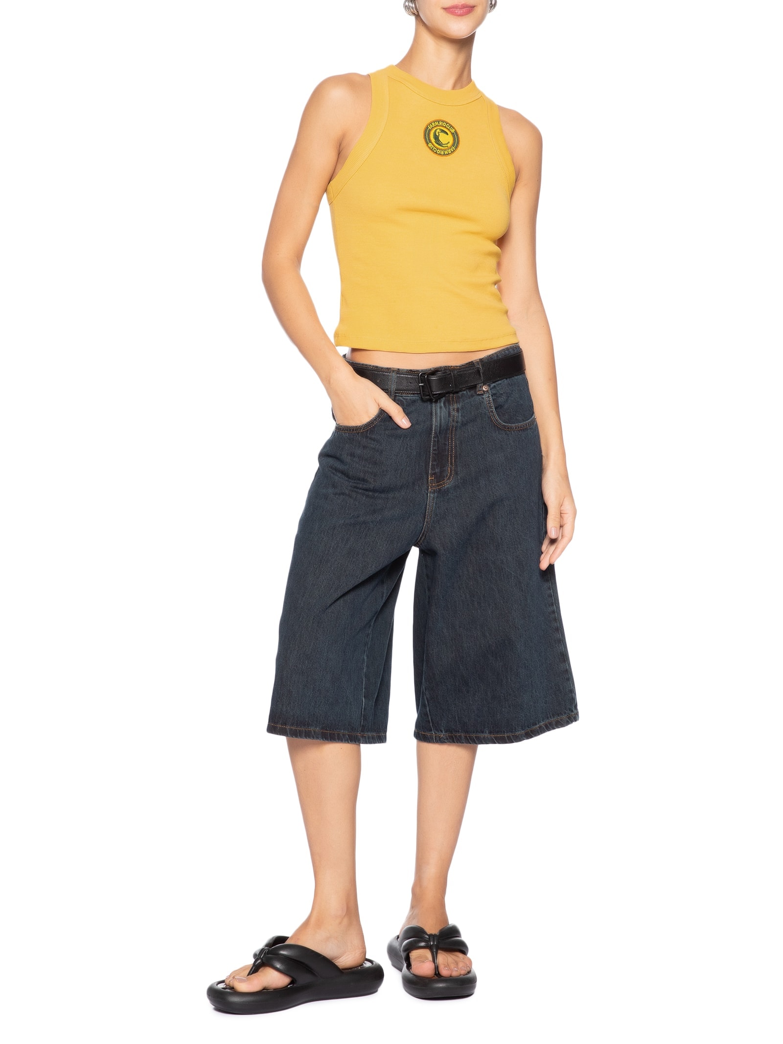 Regata Feminina Bordada Brazuca Amarelo Farm