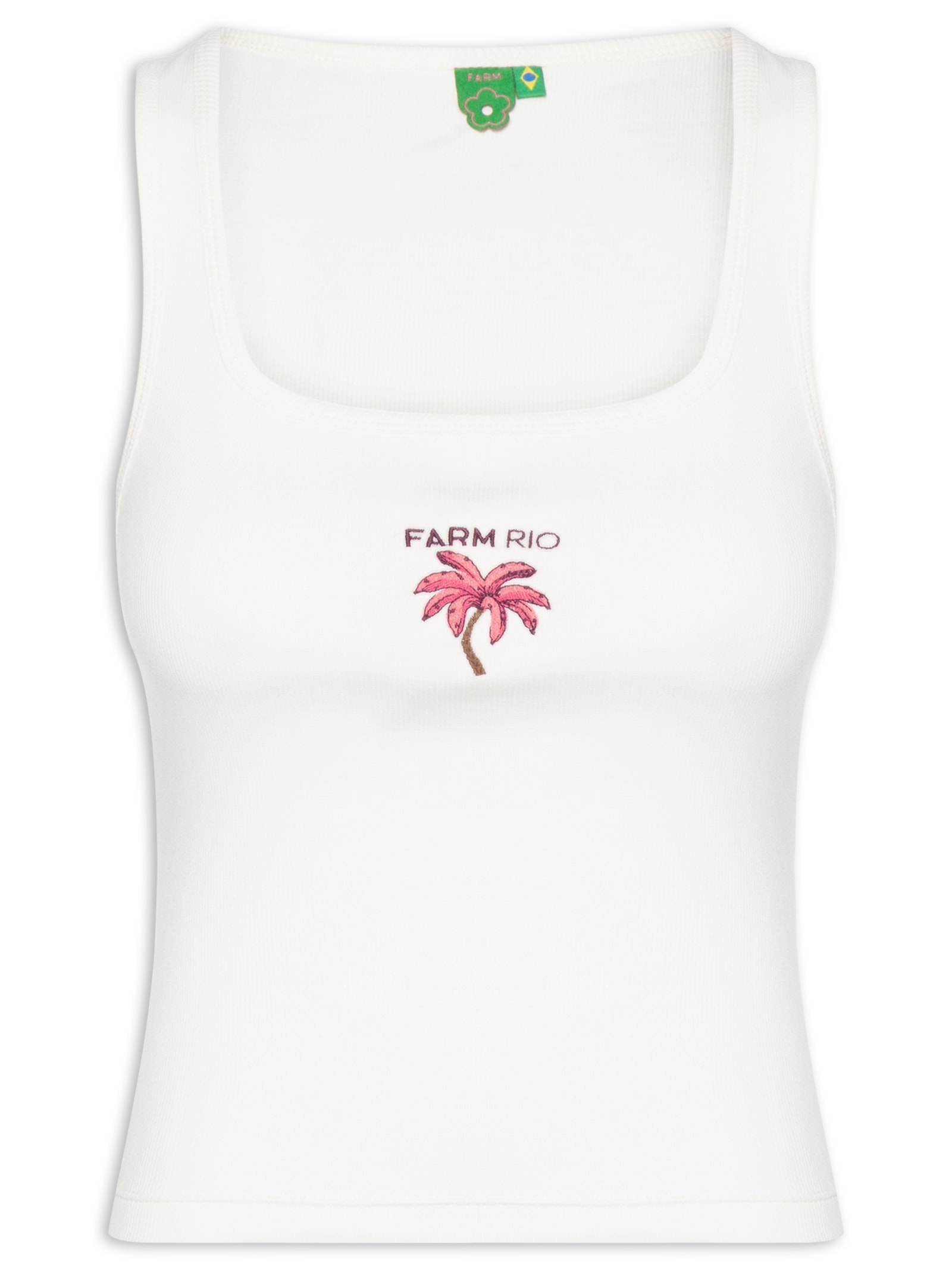 Regata Feminina Bordada Coqueiro Branco Farm