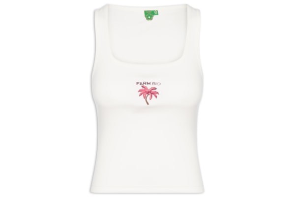 Regata Feminina Bordada Coqueiro – Branco