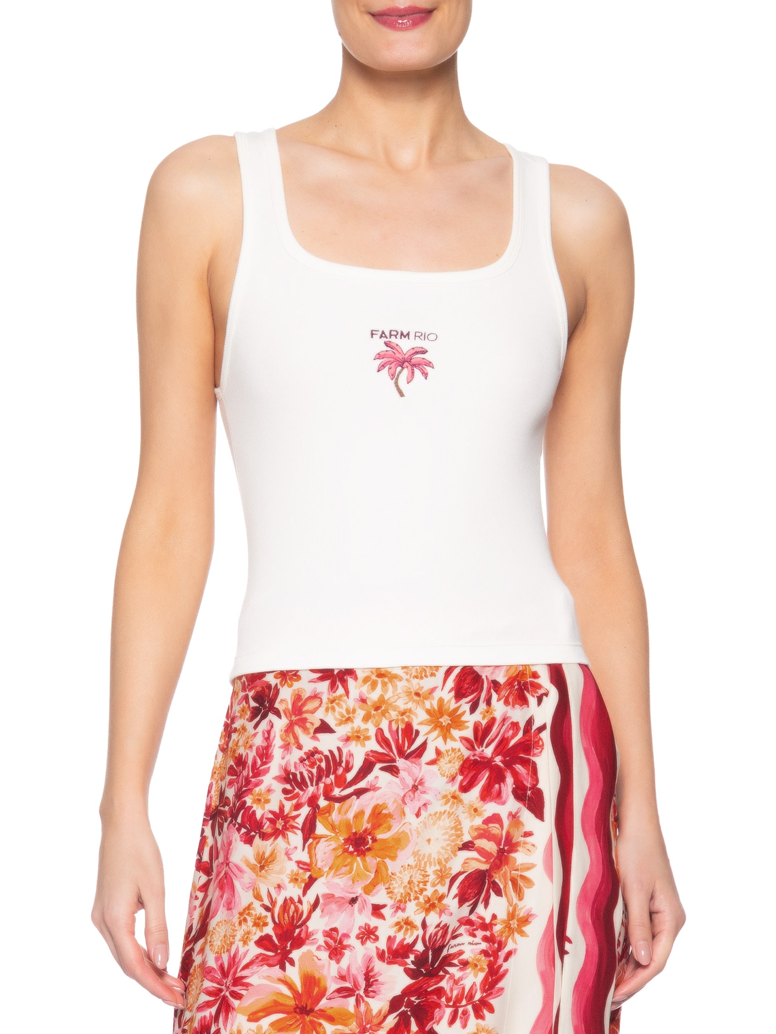 Regata Feminina Bordada Coqueiro – Branco Farm