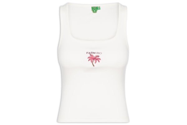Regata Feminina Bordada Coqueiro – Branco