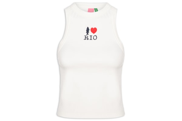 Regata Feminina Bordada I Love Rio - Branco