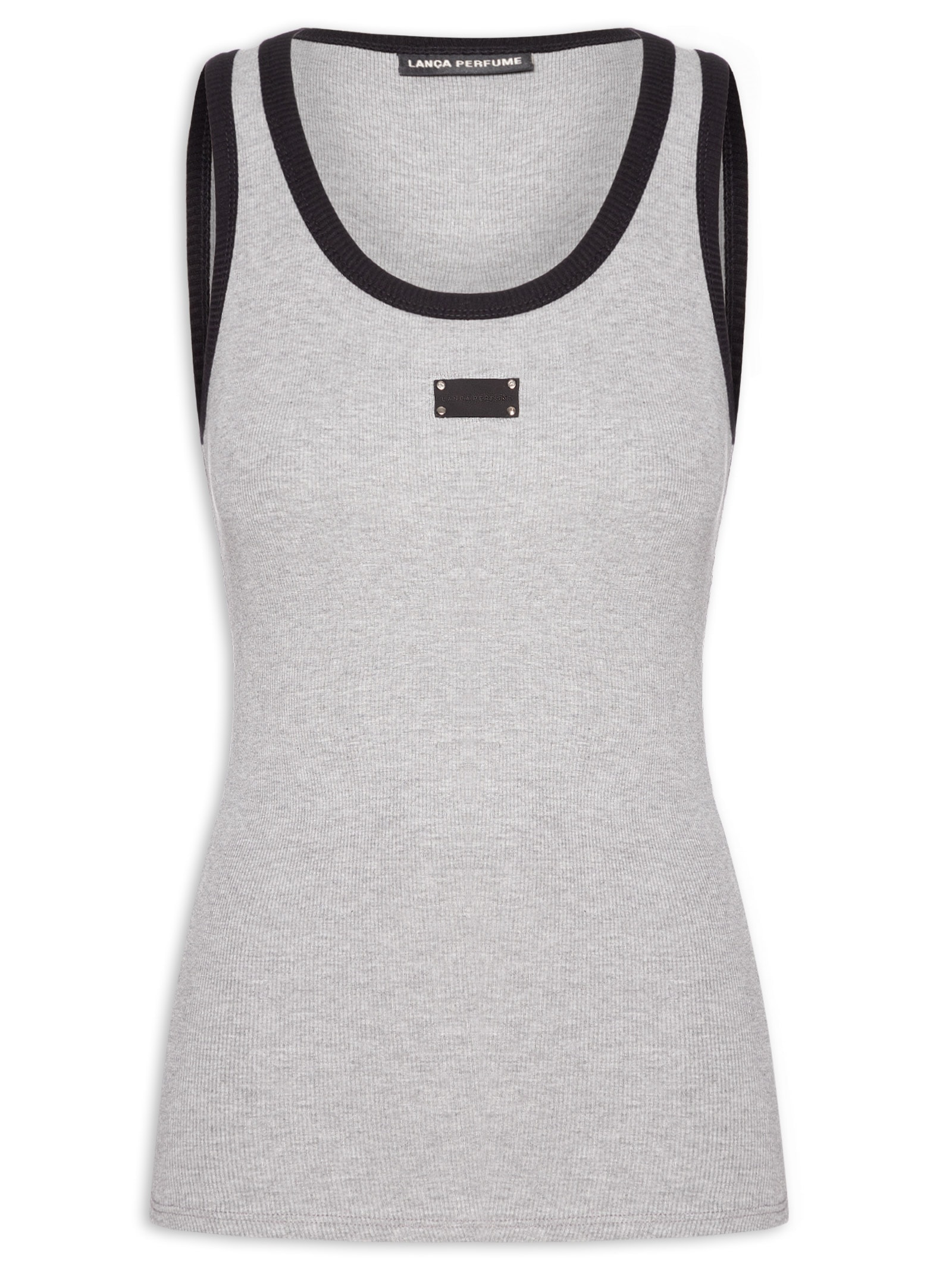 Regata Feminina Canelada Bicolor Cinza Lança Perfume