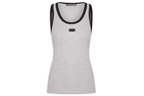 Regata Feminina Canelada Bicolor - Cinza