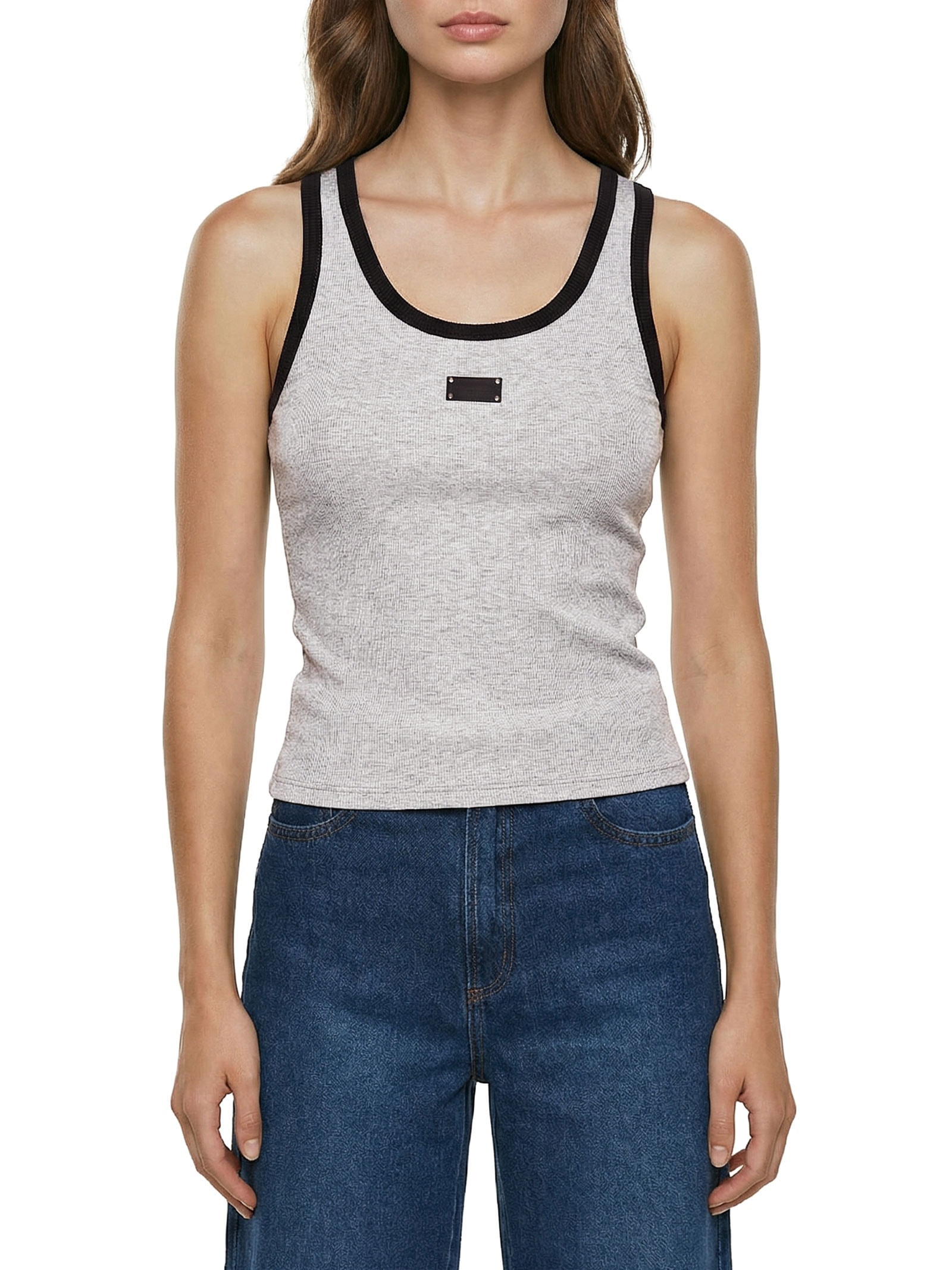 Regata Feminina Canelada Bicolor Cinza Lança Perfume