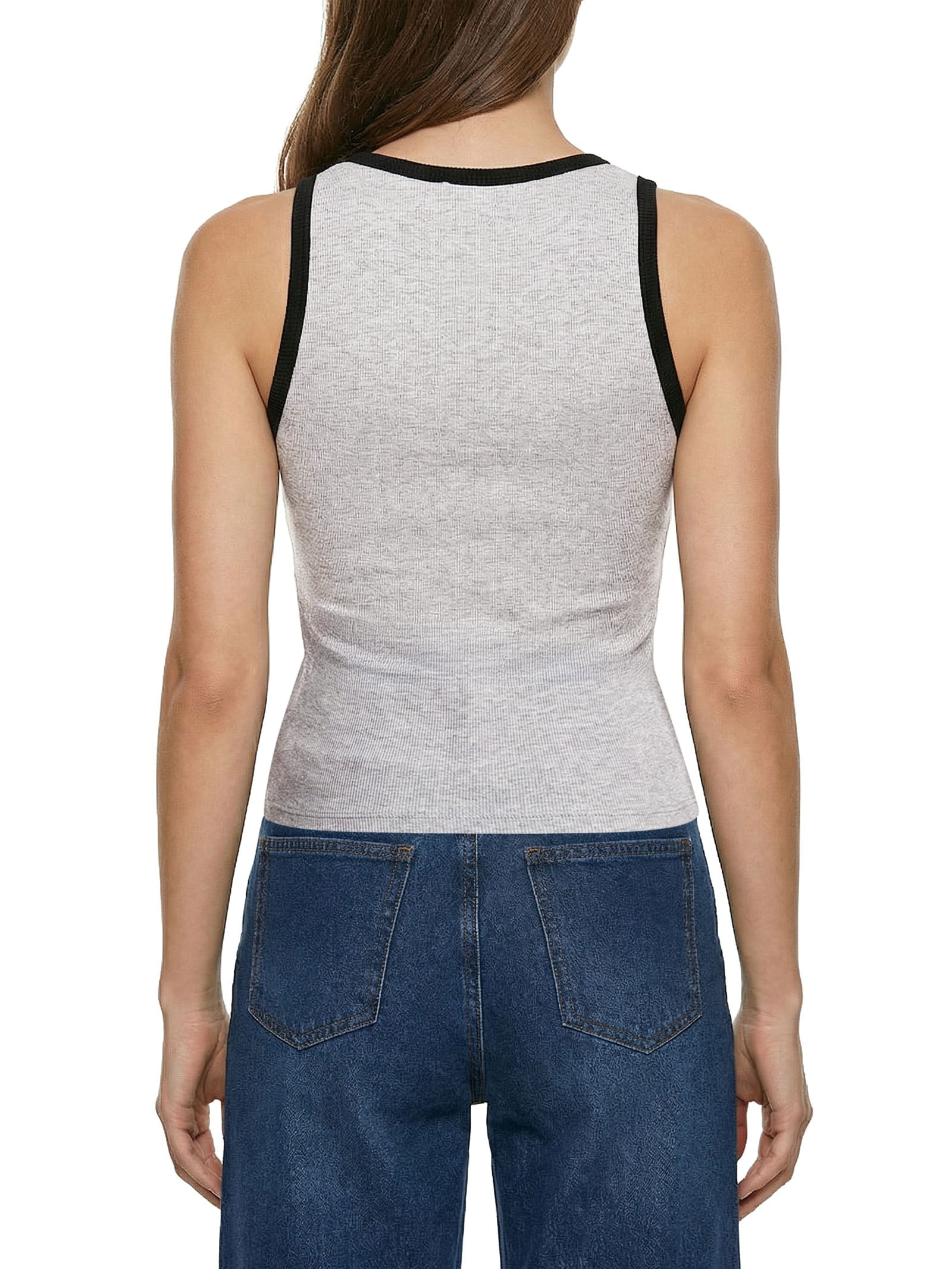 Regata Feminina Canelada Bicolor Cinza Lança Perfume