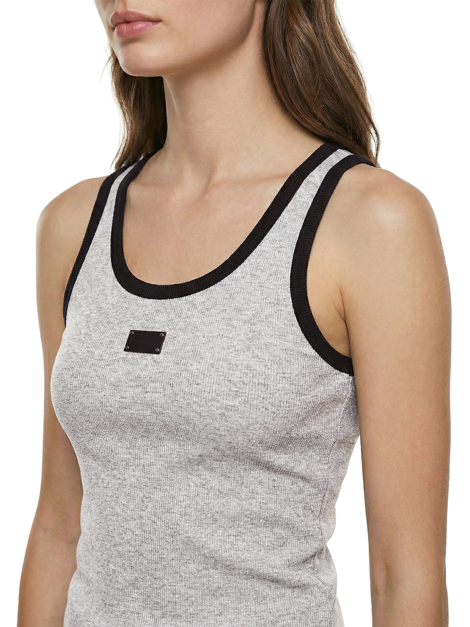 Regata Feminina Canelada Bicolor Cinza Lança Perfume