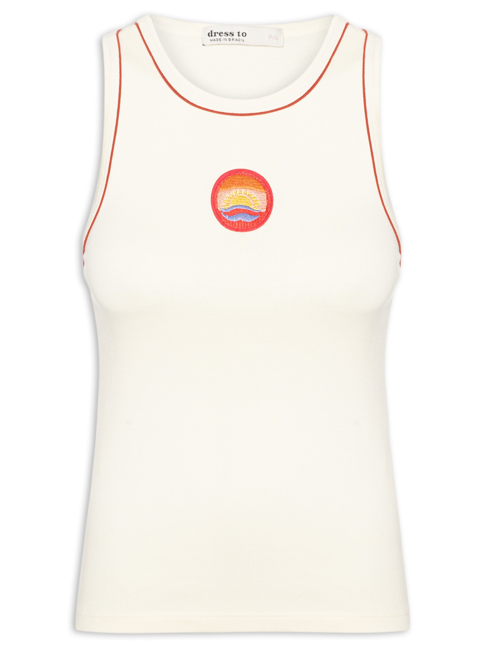 Regata Feminina Canelada Bordado Branco Dress To