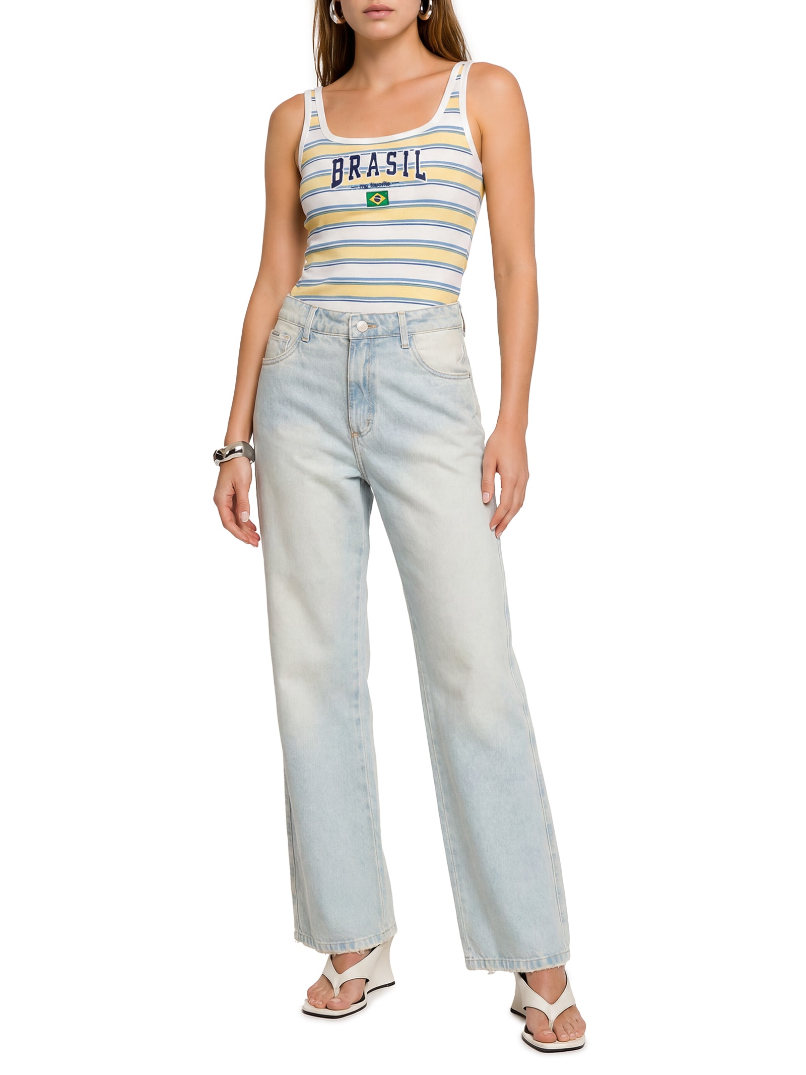 Regata Feminina Canelada Brasil Branco My Favorite