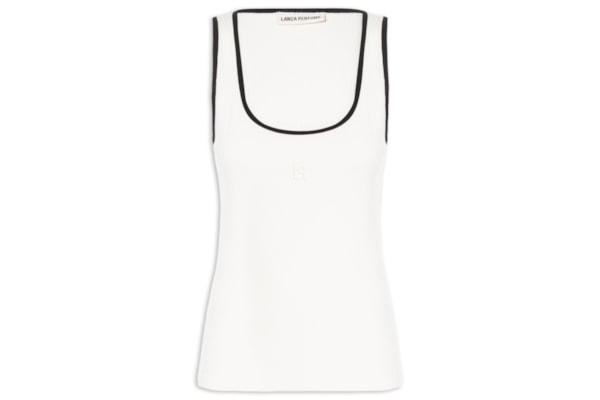 Regata Feminina Canelada Com Bordado - Off White