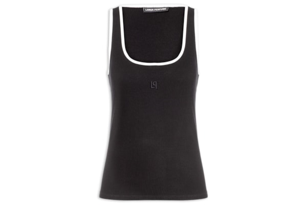 Regata Feminina Canelada Com Bordado - Preto